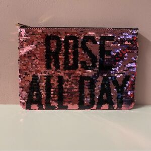 Urban Expressions Pink & Silver Sequins “Rosé All Day” Clutch NWOT